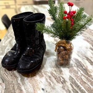 Black sequin sparkly UGG boots